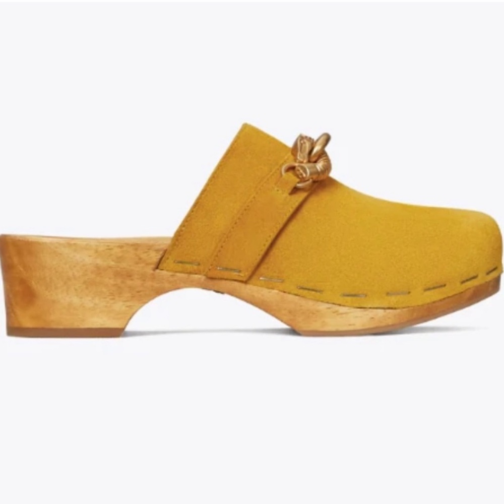 Yellow Tory Burch Suede Clogs